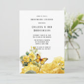 Yellow Hydrangea Butterfly Bridesmaids Luncheon Einladung (Stehend Vorderseite)