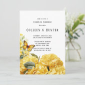 Yellow Hydrangea Butterfly Couples Dusche Einladung (Stehend Vorderseite)