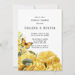 Yellow Hydrangea Butterfly Couples Dusche Einladung