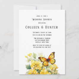 Yellow Hydrangea Butterfly Polterabend Einladung