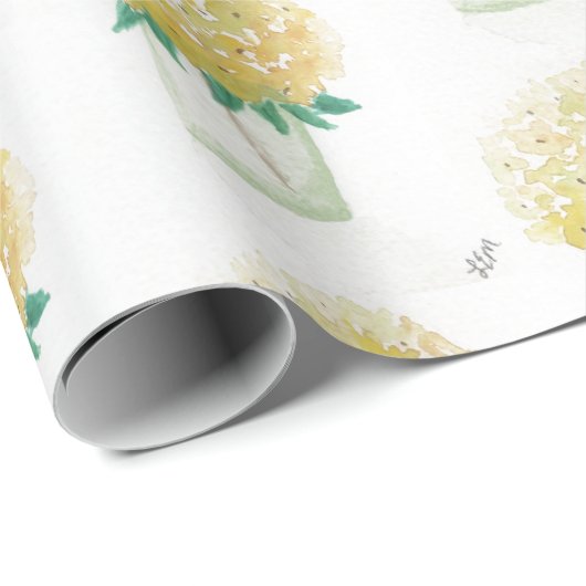 Yellow Hydrangea Geschenkpapier (Rolleneckpunkt)
