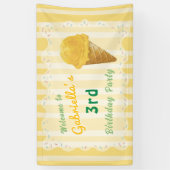 Yellow Ice Cream Kids Birthday Party Welcome Banner (Vertikal)