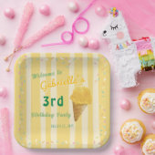 Yellow Ice Cream Sprinkle Kids Birthday Party Pappteller (Party)