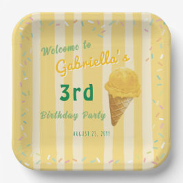Yellow Ice Cream Sprinkle Kids Birthday Party  Pappteller