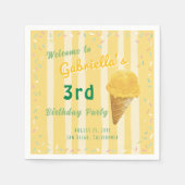 Yellow Ice Cream Sprinkle Summer Birthday Party Serviette (Vorderseite)
