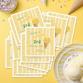Yellow Ice Cream Sprinkle Summer Birthday Party  Serviette