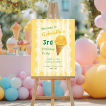Yellow Ice Creme Kinder Sommer Geburtstagsparty Si