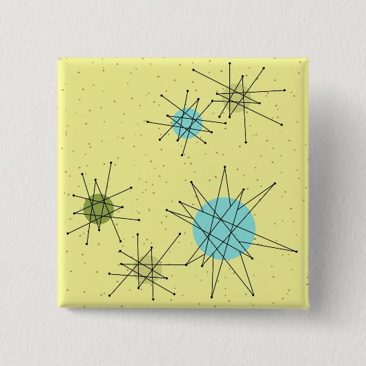 Yellow Iconic Atomic Sternexplosion Muster Tasche Button (Vorderseite)