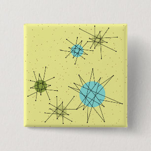 Yellow Iconic Atomic Sternexplosion Muster Tasche Button