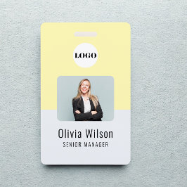 Yellow ID Card | Business Logo Employee Photo  Ausweis