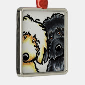 Yellow in Black Labradoodle Ornament Aus Metall (Rechts)