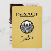 Yellow India Passport Save the Date (Vorne/Hinten)