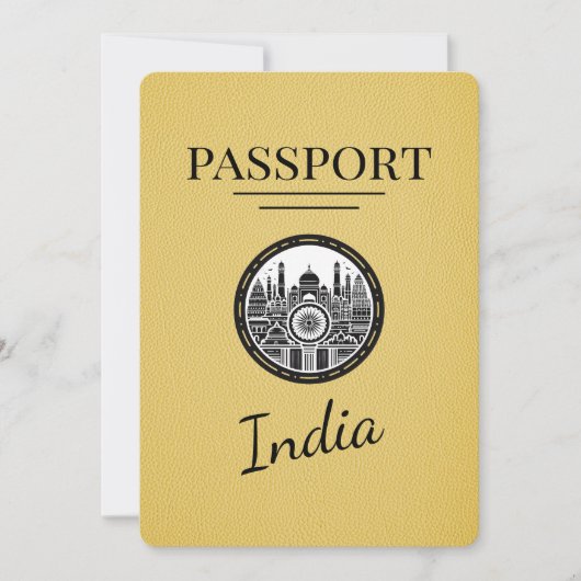 Yellow India Passport Save the Date (Vorderseite)