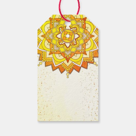 Yellow Indian border for Joint haldi danke Geschenkanhänger (Rückseite)