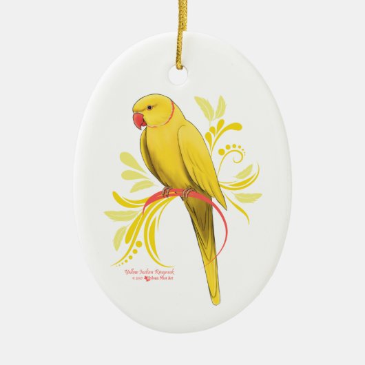 Yellow Indian Ringneck Keramikornament (Vorne)