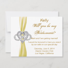 Yellow Infinity Heart Bridesmaid Card Einladung