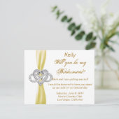 Yellow Infinity Heart Bridesmaid Card Einladung (Stehend Vorderseite)