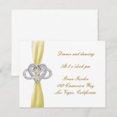 Yellow Infinity Heart Wedding Reception Card Begleitkarte (Vorne/Hinten)