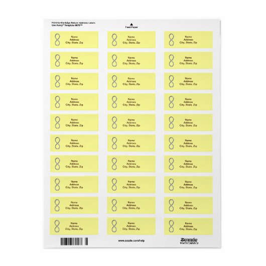Yellow Infinity Wedding Address Labels (Vorne)