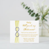Yellow Infinity Wedding Bridesmaid Card Einladung (Stehend Vorderseite)