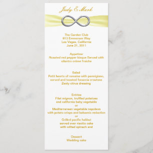 Yellow Infinity Wedding Menu Card Menükarte