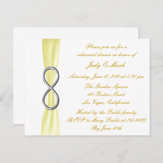 Yellow Infinity Wedding Probe Dinner Einladung (Vorne/Hinten)