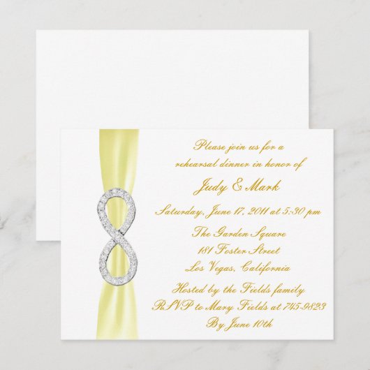 Yellow Infinity Wedding Probe Dinner Einladung (Vorne/Hinten)