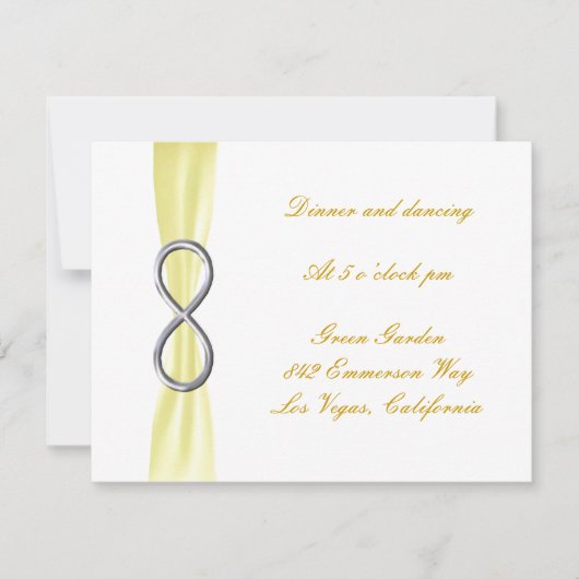 Yellow Infinity Wedding Reception Card Einladung (Vorderseite)