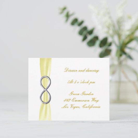 Yellow Infinity Wedding Reception Card Einladung (Stehend Vorderseite)