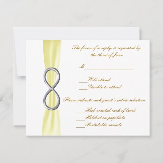 Yellow Infinity Wedding Response Card RSVP Karte (Vorderseite)
