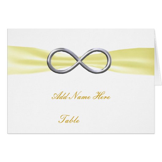 Yellow Infinity Wedding Table Platzkarte (Vorderseite (Horizontal))