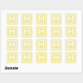 Yellow Initial Name Kids Girl Party zurück zur Sch Quadratischer Aufkleber (Blatt)