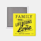 Yellow Inspiration Typografy Family Quote Magnet (Vorderseite/Rückseite)