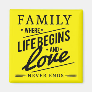 Yellow Inspiration Typografy Family Quote Magnet