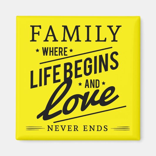 Yellow Inspiration Typografy Family Quote Magnet (Vorne)