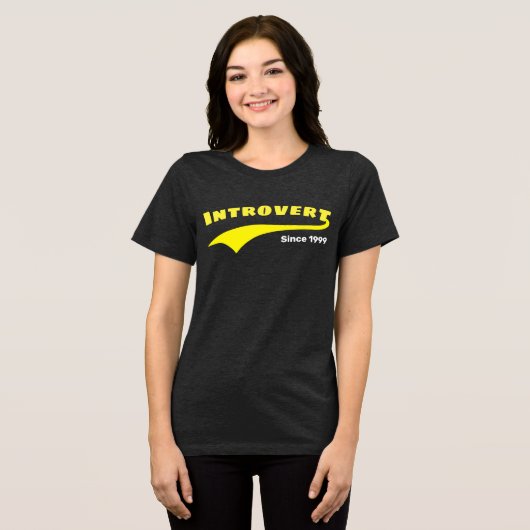 Yellow Introvertierte Typografie Swoosh Custom Dat Tri-Blend Shirt (Vorderseite voll)