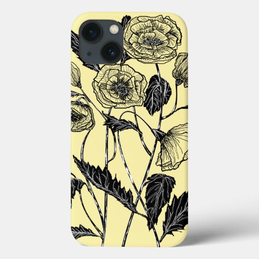 Yellow iPhone Case mit Blume - Farbe auswählen (Rückseite)