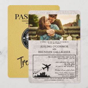Yellow Ireland Passport Wedding Einladung