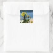 Yellow Iris am Lake Shore Quadratischer Aufkleber (Tasche)