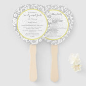 Yellow Iris and Gray Damask Wedding Program Fächer (Vorne und Hinten)