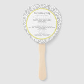 Yellow Iris and Gray Damask Wedding Program Fächer (Rückseite)