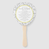 Yellow Iris and Gray Damask Wedding Program Fächer (Vorderseite)