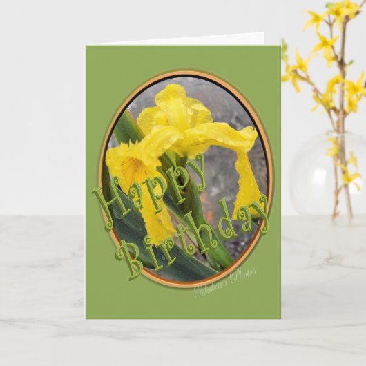 Yellow Iris Birthday-angepasst Karte (Gelbe Blume)