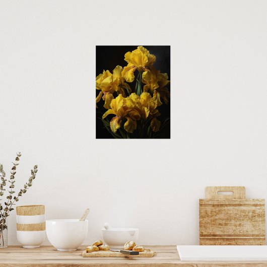 Yellow Iris Blume Art Print Poster (Küche)