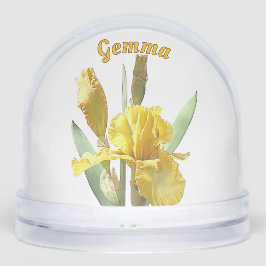 Yellow Iris Blume Personalisierte botanische Kunst Schneekugeln