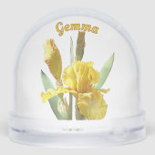Yellow Iris Blume Personalisierte botanische Kunst Schneekugeln (Rückseite)