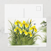 Yellow Irises Asian Ink Painting Feiertagspostkarte (Vorne/Hinten)