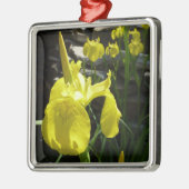 Yellow Irises Bright Spring Floral Silbernes Ornament (Links)