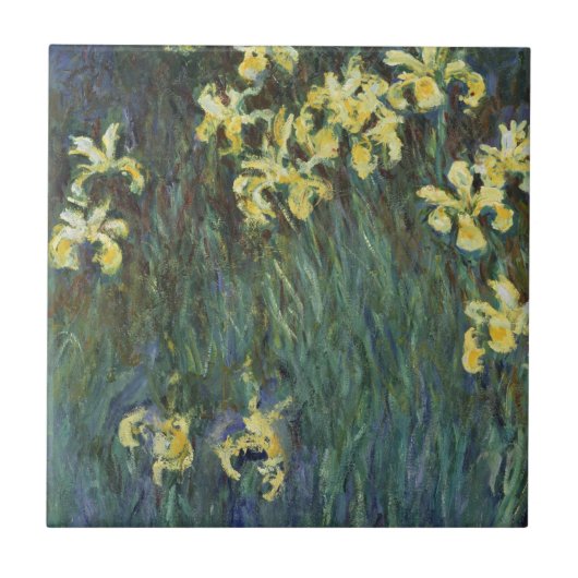 Yellow Irises von Claude Monet, Vintage Kunst Fliese (Vorderseite)