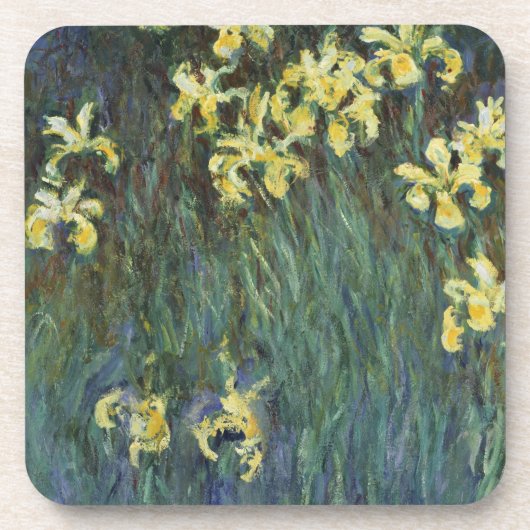 Yellow Irises von Claude Monet, Vintage Kunst Getränkeuntersetzer (Vorderseite)